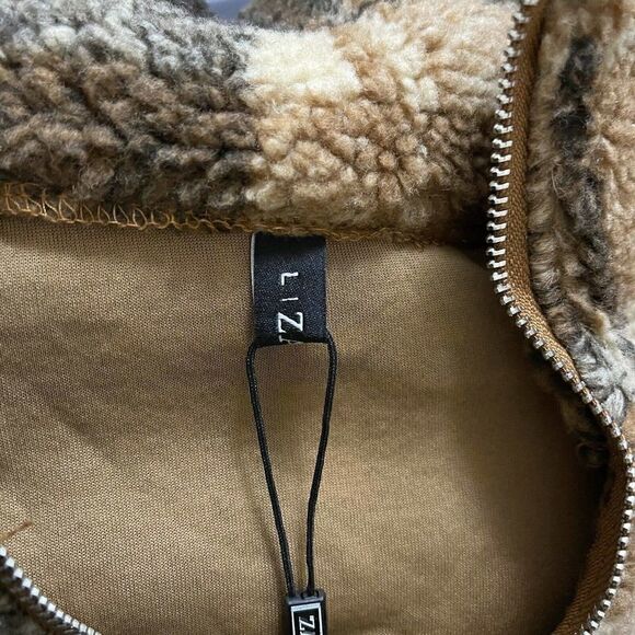 New! Zaful Brown plaid fuzzy pullover cropped teddy sweater size large - Picture 4 of 7